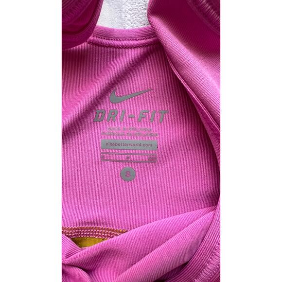 Nike Dri-Fit Pink and Yellow Athletic yoga running scoop back top tank - sz S - Picture 5 of 5